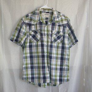 Urban Pipeline Blue and Green Plaid Button Shirt